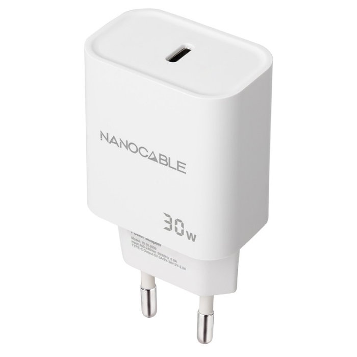Nanocable Cargador de Pared USB-C PD 30W Blanco 10.10.2009 Nanocable Cargador de Pared USB-C PD 30W Blanco 10.10.2009